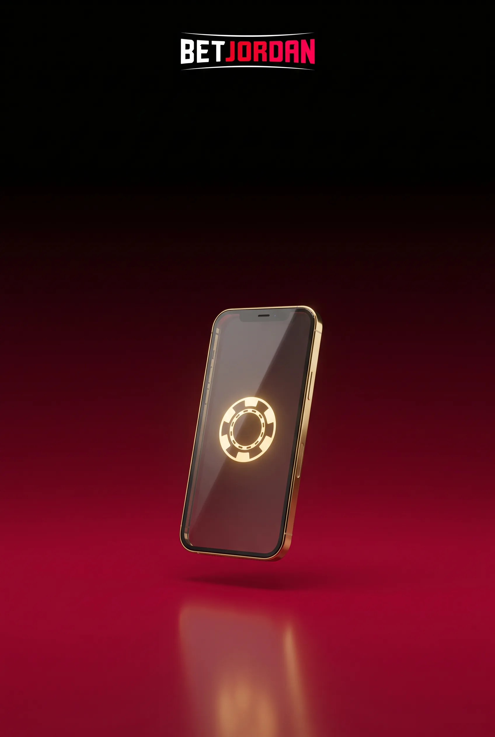 Smartphone mit goldener Casinofiche für BetJordan im mobilen Browser